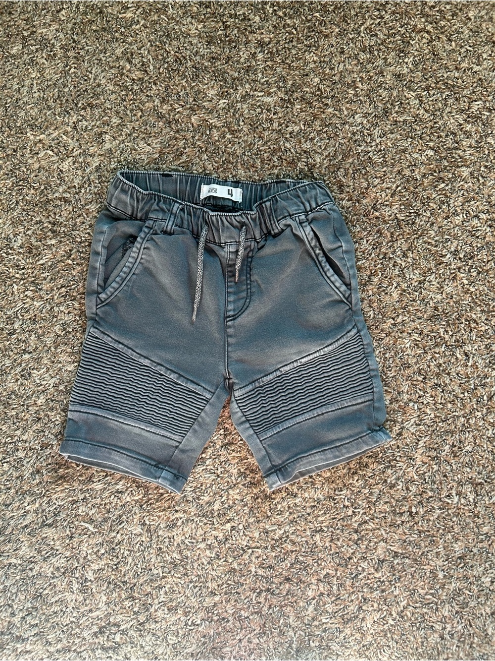 Cotton On Boys Charcoal Rib-Knee Drawstring Shorts